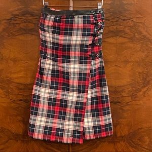 Tommy Jeans Strapless Plaid and Leather Dress